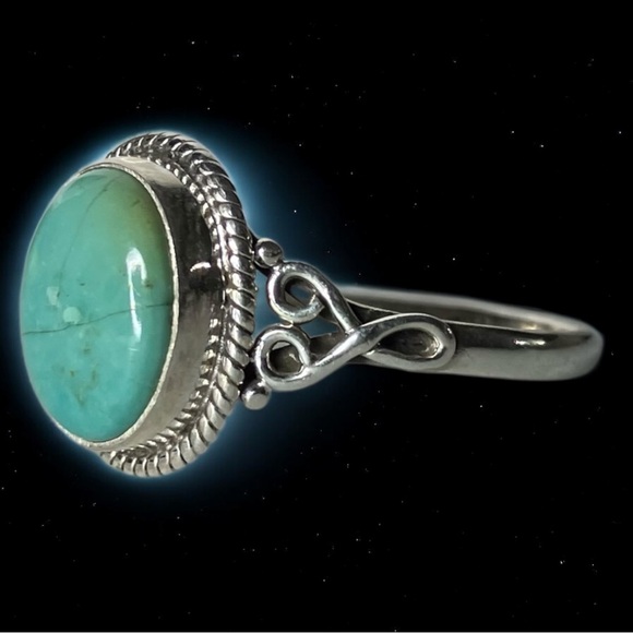 Minty Green Turquoise sterling Ring, 9 - Picture 3 of 6
